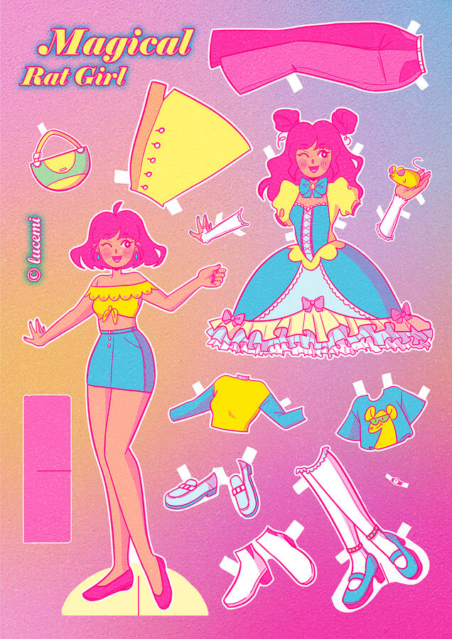 magical rat girl paper doll